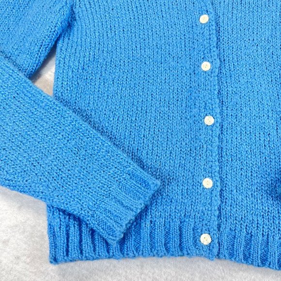 Vintage ROBERT SCOTT Womens 34 Blue Floral Button Long Sleeve Cardigan Sweater - Picture 5 of 11